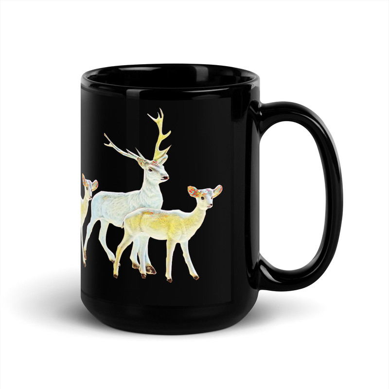 Twin Deer Black Glossy Mug 0