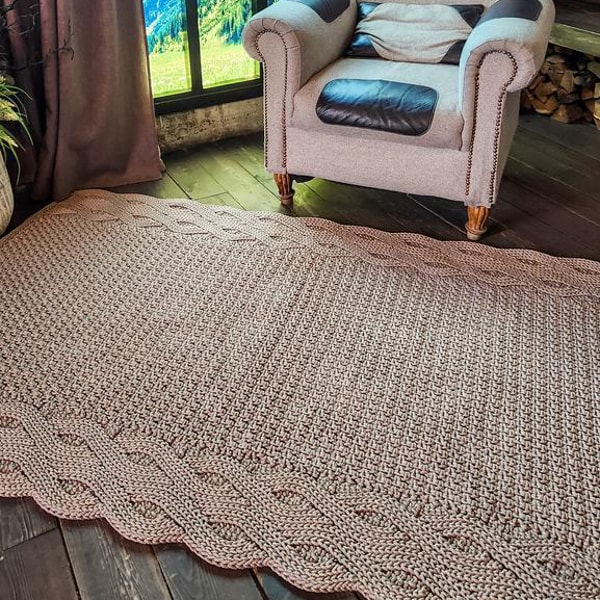 Crochet pattern Wide rug with double braid from cord or T-sh | Inspire ...