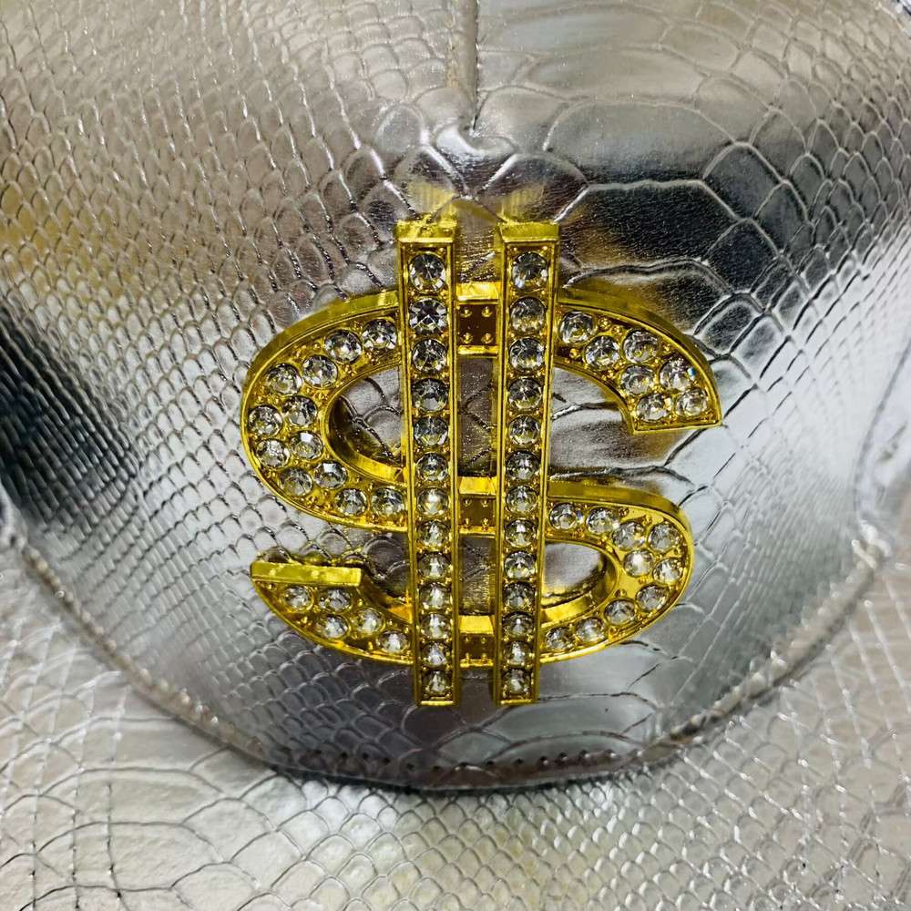 Flat Brim Hip Hop Caps Crocodile Pattern Metal Label Street Dance Fashion Hat Break Dancing Fitted 2