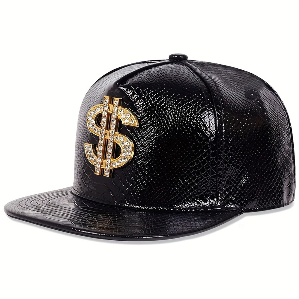 Flat Brim Hip Hop Caps Crocodile Pattern Metal Label Street Dance Fashion Hat Break Dancing Fitted 5