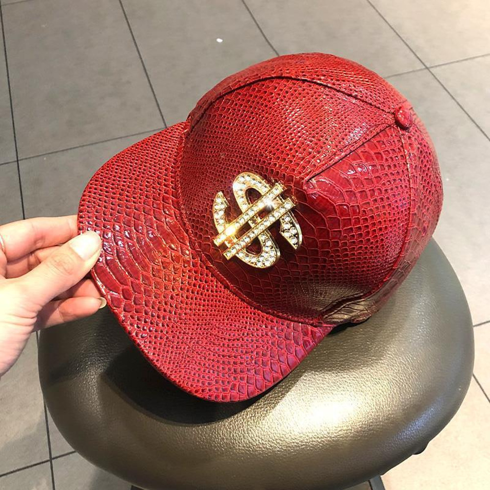 Flat Brim Hip Hop Caps Crocodile Pattern Metal Label Street Dance Fashion Hat Break Dancing Fitted 4