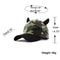 Camouflage Bull Horn Baseball Hat with Handmade DIY Devil Cross Cloth Embroidery, Adjustable Duck Tongue Cap for Men