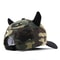 Camouflage Bull Horn Baseball Hat with Handmade DIY Devil Cross Cloth Embroidery, Adjustable Duck Tongue Cap for Men