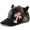 Camouflage Bull Horn Baseball Hat with Handmade DIY Devil Cross Cloth Embroidery, Adjustable Duck Tongue Cap for Men