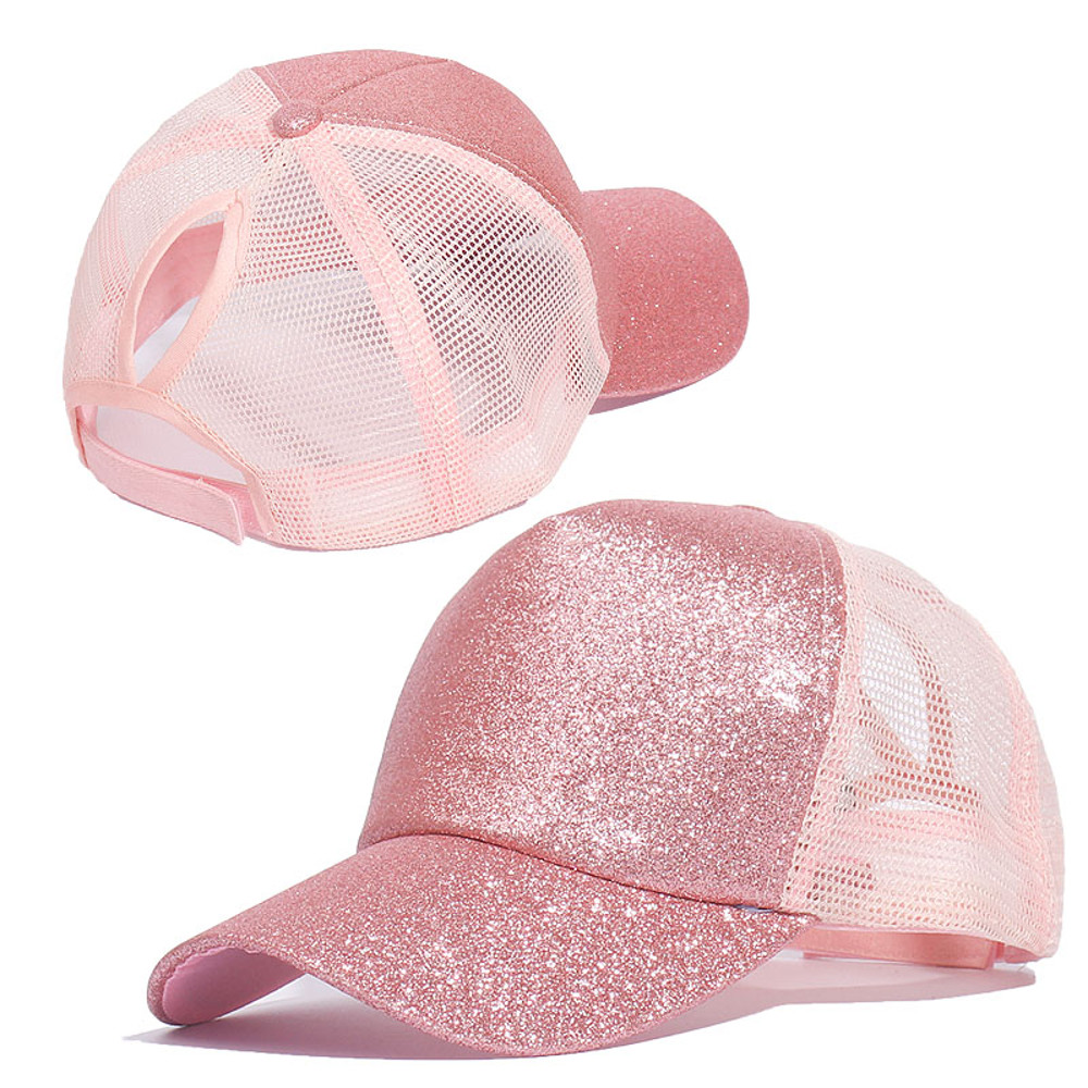Sequins Ponytail Baseball Cap For Women Girls Fashion Messy Bun Snapback Hat Casual Sun Caps Gorra