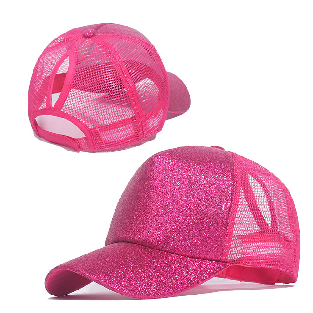 Sequins Ponytail Baseball Cap For Women Girls Fashion Messy Bun Snapback Hat Casual Sun Caps Gorra
