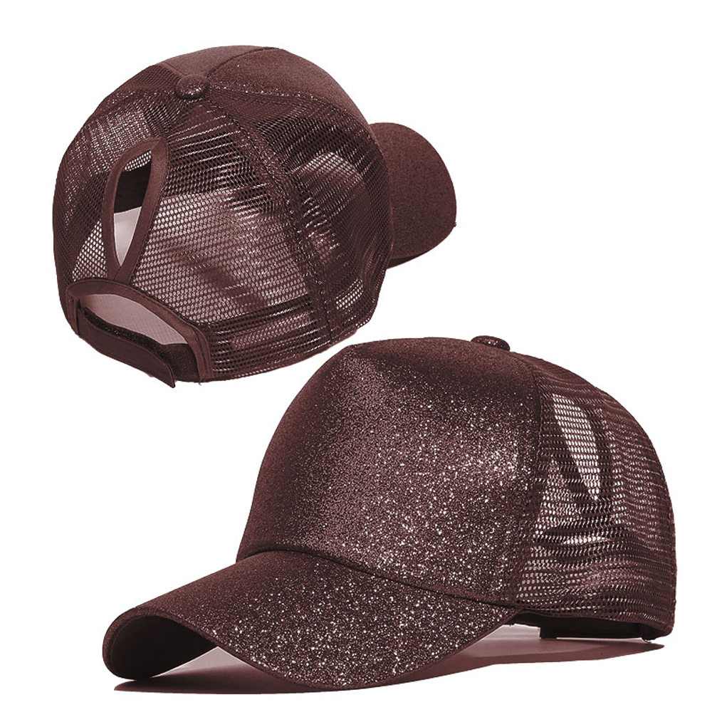 Sequins Ponytail Baseball Cap For Women Girls Fashion Messy Bun Snapback Hat Casual Sun Caps Gorra