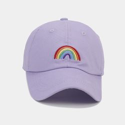unisex adjustable rainbow embroidered baseball cap, summer outdoor travel hat, uv sun protection sports cap