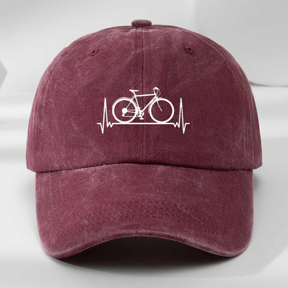 Unisex Baseball Cap with Bicycle Prints for Outdoor Sports, Casual Wear, Sun Protection, Adjustable Summer Hat