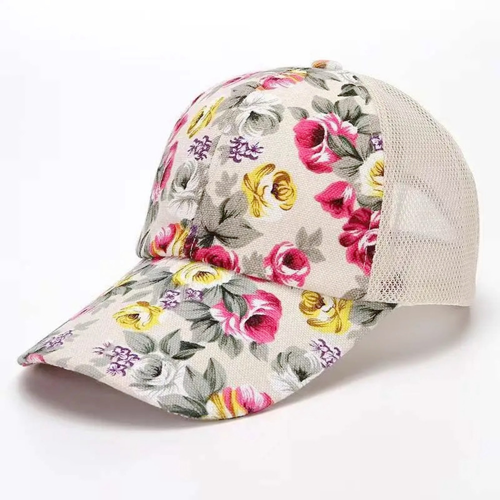 Womens Fashion Summer Cap, Floral Print Trucker Hat Outdoor Streetwear Cap, Female Baseball Cap for Travel