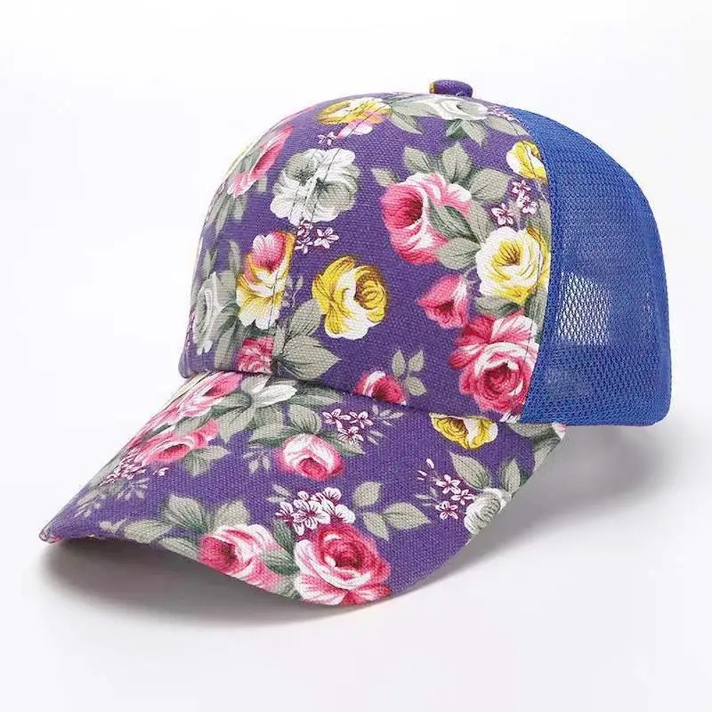 Womens Fashion Summer Cap, Floral Print Trucker Hat Outdoor Streetwear Cap, Female Baseball Cap for Travel
