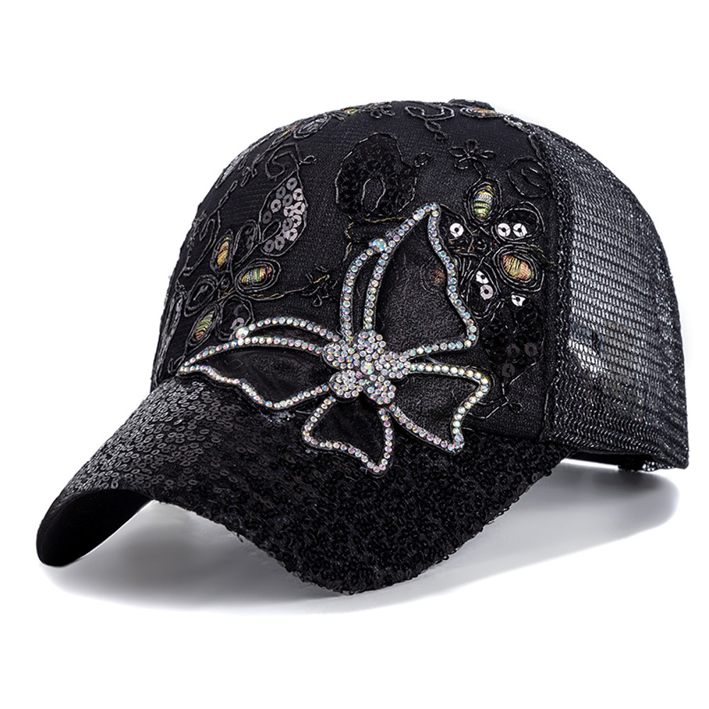 Butterfly Flower Pendant Baseball Cap, New Fashion Women Cap, Female Outdoor Adjustable Streetwear Summer Hat