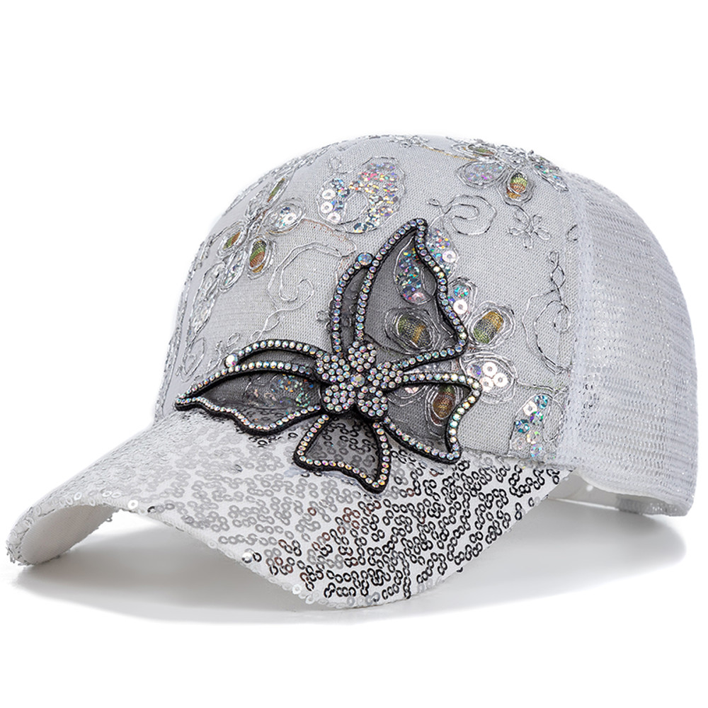 Butterfly Flower Pendant Baseball Cap, New Fashion Women Cap, Female Outdoor Adjustable Streetwear Summer Hat