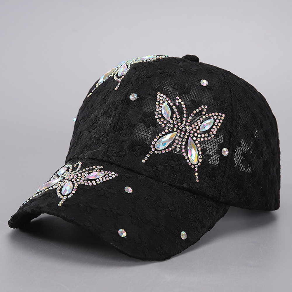 Versatile For Summer New Washed Hat Women New Baseball Cap With Diamond Inlaid Denim Duckbill Hat S 6