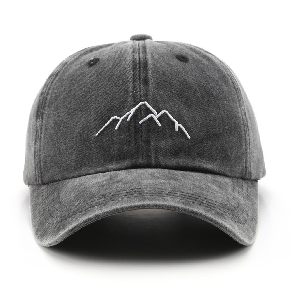 Unisex Retro Washed Cotton Cap, Mountain Embroidery Baseball Caps, Casual Summer Adjustable Outdoor Sports Trucker Hats