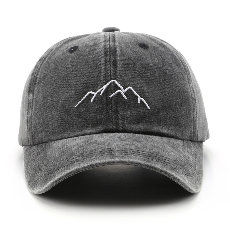 Unisex Retro Washed Cotton Cap, Mountain Embroidery Baseball Caps, Casual Summer Adjustable Outdoor Sports Trucker Hats