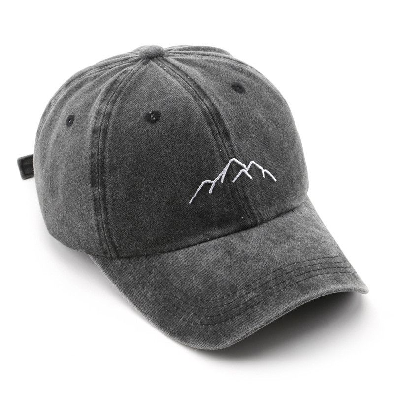 Unisex Retro Washed Cotton Cap, Mountain Embroidery Baseball Caps, Casual Summer Adjustable Outdoor Sports Trucker Hats