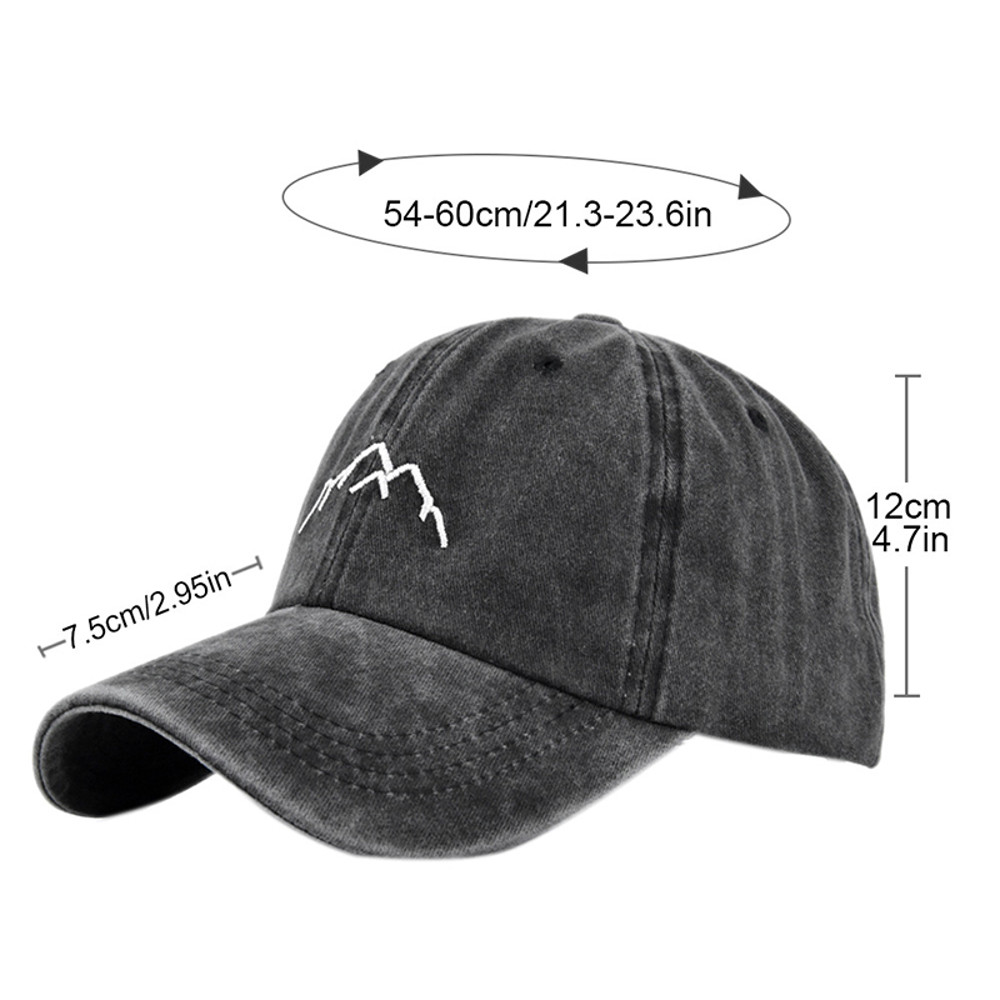 Unisex Retro Washed Cotton Cap, Mountain Embroidery Baseball Caps, Casual Summer Adjustable Outdoor Sports Trucker Hats