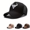 Men Embroidered Baseball Cap Summer, Breathable Sun Resistant Bullhead Pattern Duck Tongue Hat Outdoor Sports