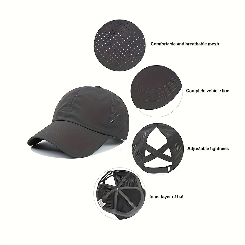 Women High Ponytail Baseball Cap Outdoor Sports, Breathable Mesh, Light Quick Dry Sun Protection Hat