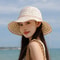 Women Summer Hollow Lace Straw Sun Hat, Outdoor Beach Seaside Hat, Large Brim Sunshade Fisherman Style Hat