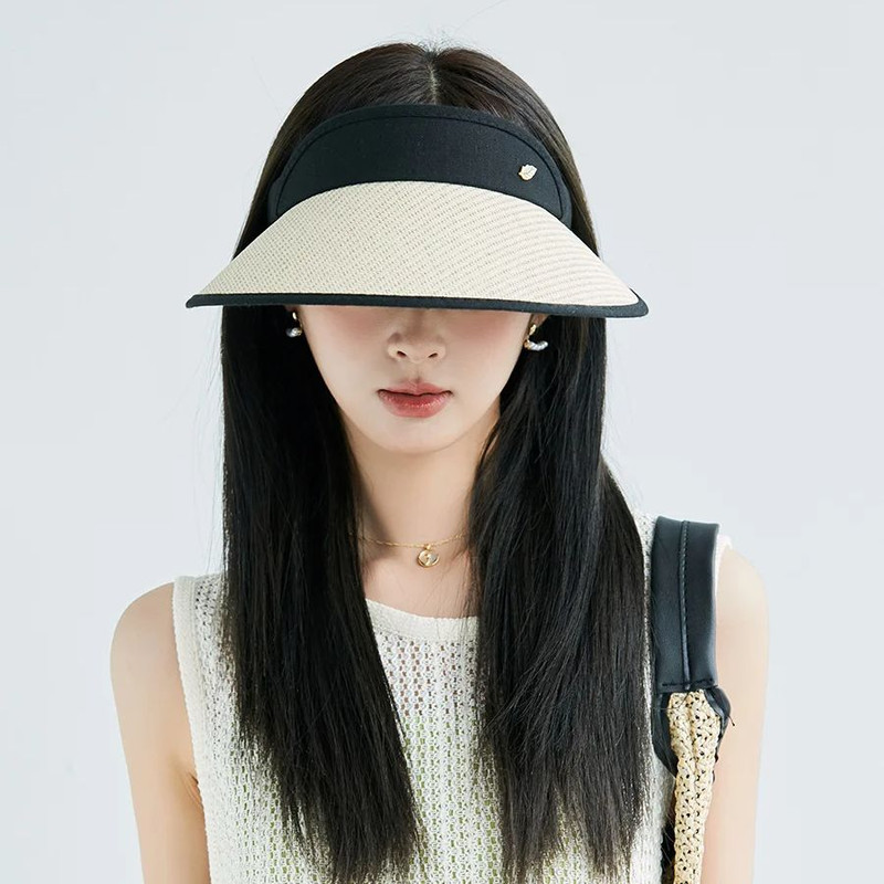 Large Brim Printed Hollow Top Hat Straw Hat, Sun Protection Outdoor Style, Upgraded Thickened Wide Brim Summer Hat