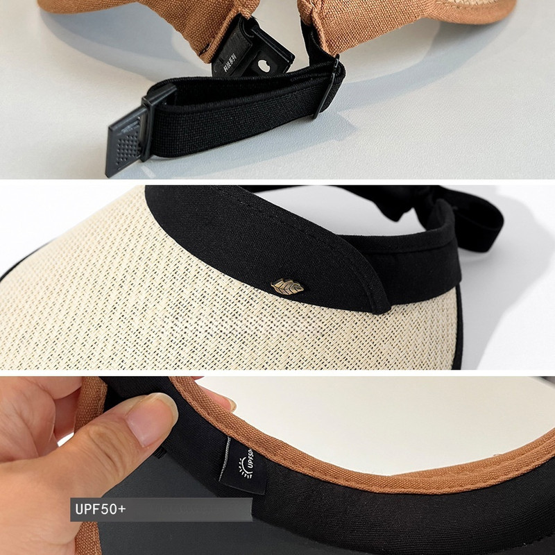 Large Brim Printed Hollow Top Hat Straw Hat, Sun Protection Outdoor Style, Upgraded Thickened Wide Brim Summer Hat