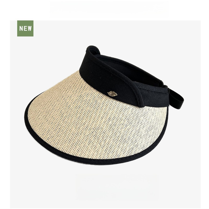 Large Brim Printed Hollow Top Hat Straw Hat, Sun Protection Outdoor Style, Upgraded Thickened Wide Brim Summer Hat
