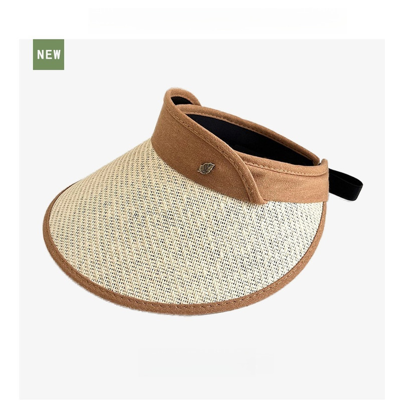 Large Brim Printed Hollow Top Hat Straw Hat, Sun Protection Outdoor Style, Upgraded Thickened Wide Brim Summer Hat