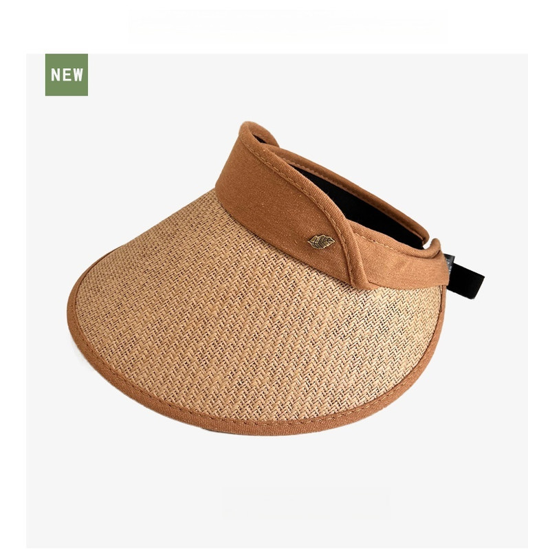 Large Brim Printed Hollow Top Hat Straw Hat, Sun Protection Outdoor Style, Upgraded Thickened Wide Brim Summer Hat