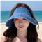 Womens Fashion Casual Sun Hat, Simple Versatile Washed Cowboy Hollow Top Hat with Large Ribbon, Stylish Beachwear