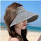 Womens Fashion Casual Sun Hat, Simple Versatile Washed Cowboy Hollow Top Hat with Large Ribbon, Stylish Beachwear