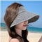 Womens Fashion Casual Sun Hat, Simple Versatile Washed Cowboy Hollow Top Hat with Large Ribbon, Stylish Beachwear