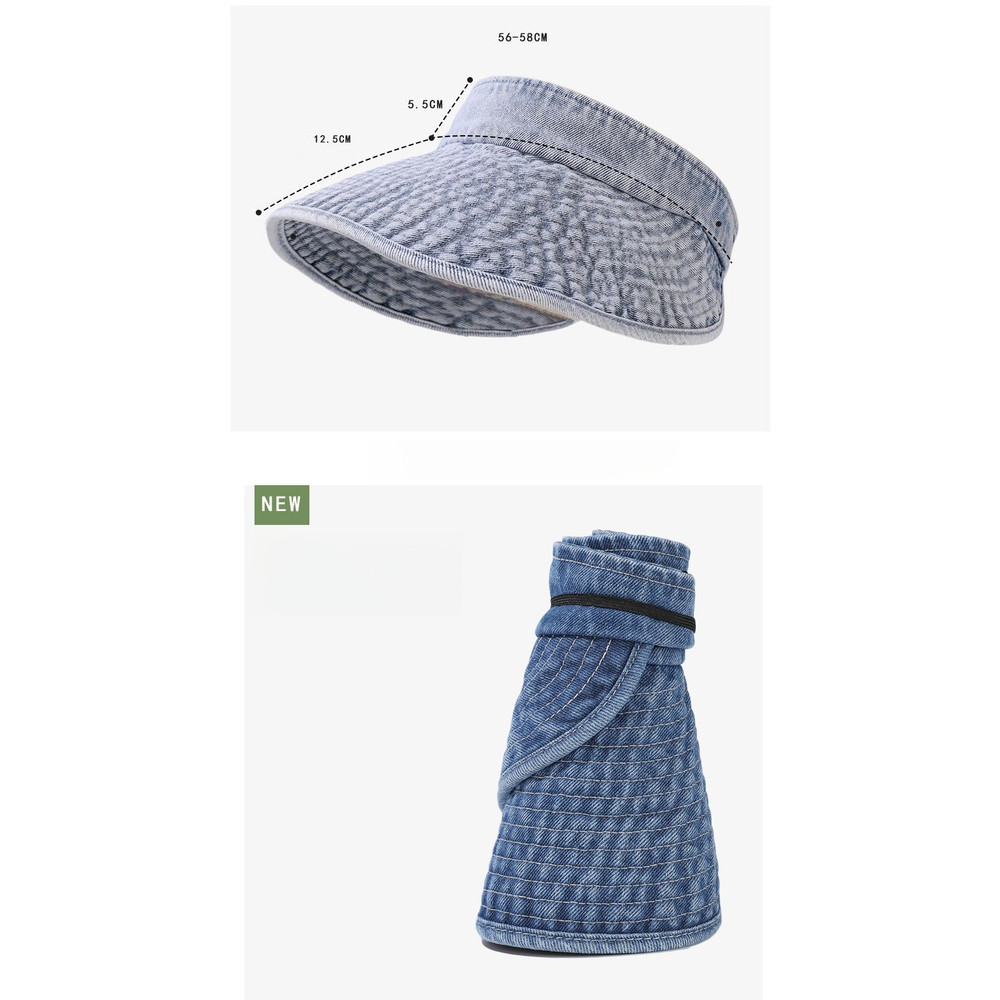 Womens Fashion Casual Sun Hat, Simple Versatile Washed Cowboy Hollow Top Hat with Large Ribbon, Stylish Beachwear