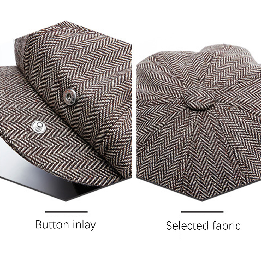 Unisex Vintage Newsboy Cap Classic Retro British Beret Hat Stylish Twill Flat Hat Wool Octagonal Ha 2