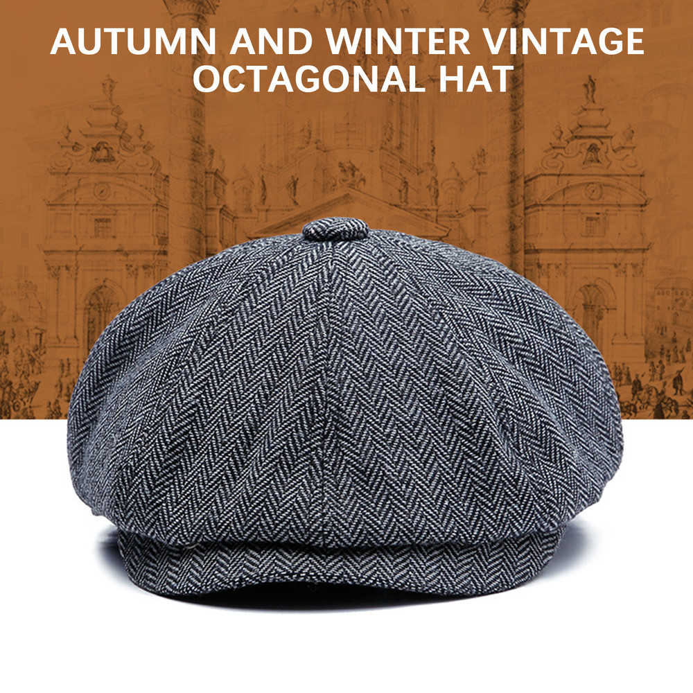 Unisex Vintage Newsboy Cap Classic Retro British Beret Hat Stylish Twill Flat Hat Wool Octagonal Ha 4