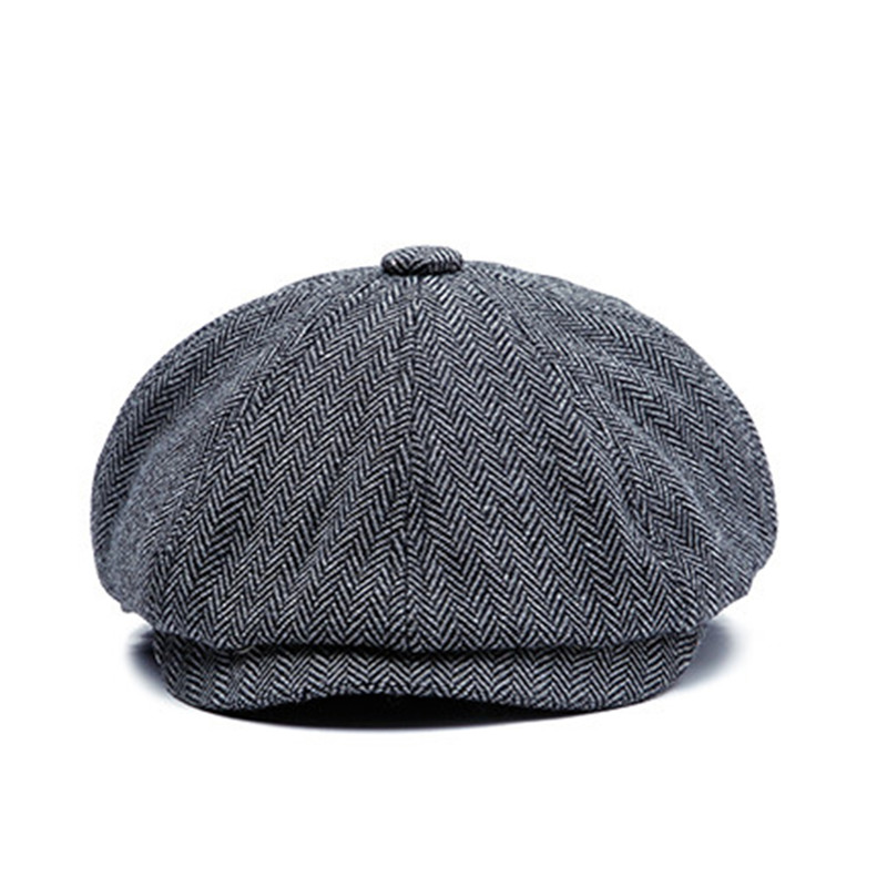 Unisex Vintage Newsboy Cap Classic Retro British Beret Hat Stylish Twill Flat Hat Wool Octagonal Ha 6