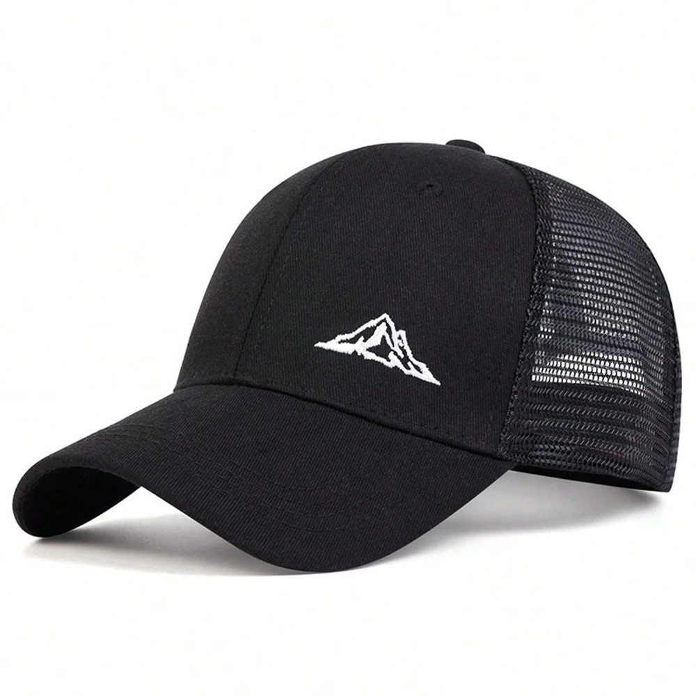 Mountain Range Embroidery Baseball Net Caps for Men and Women, Adjustable Trucker Hat, Outdoor Spring Summer Sunscreen
