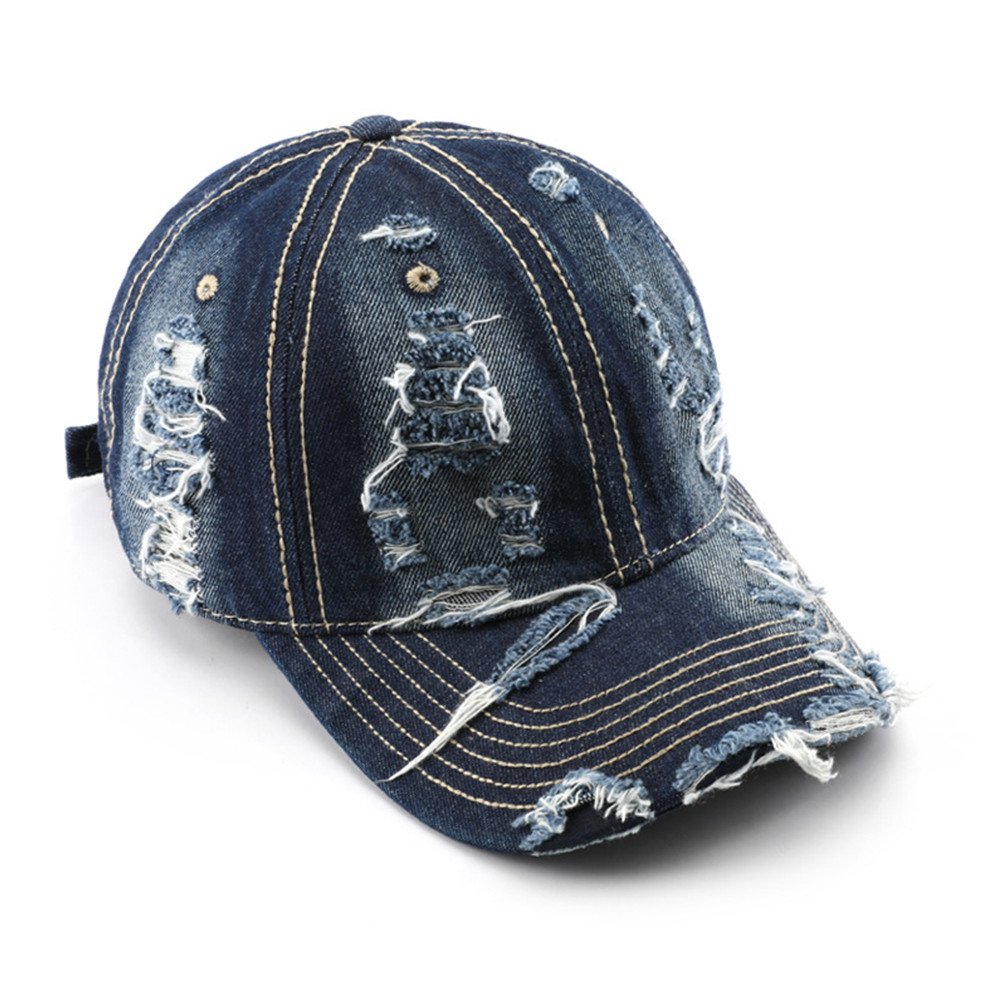 Vintage Washed Baseball Cap For Men Summer Streetwear Blue Denim Caps Luxury Brand Women Designer H 7