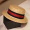 European And American Film Flat Top Hat British Striped Natural Straw Hat Casual Short Brim Flat Ea 4