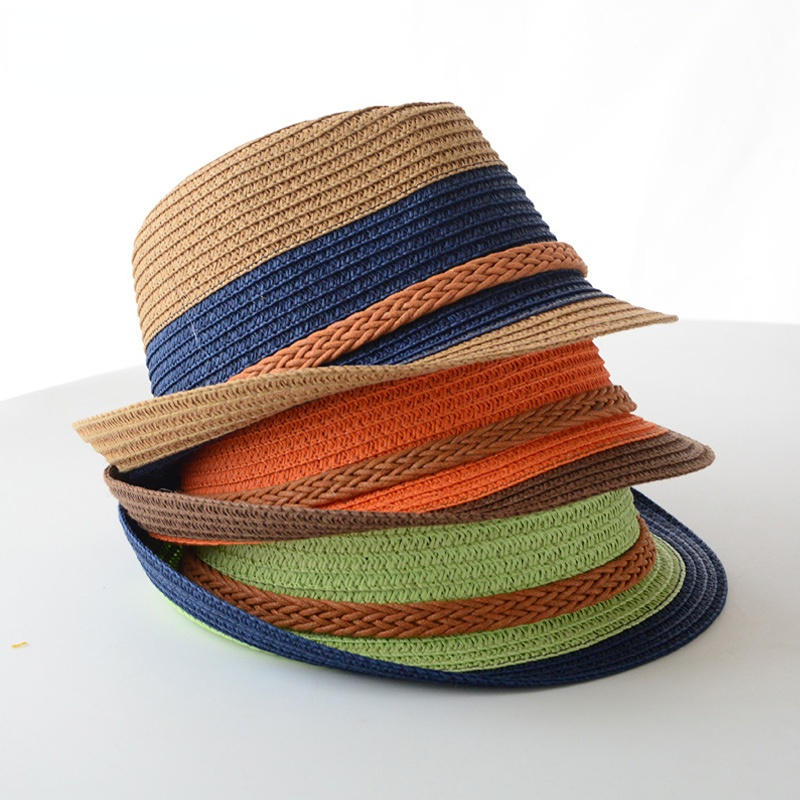 Panamanian Straw Jazz Hat for Men, English Style Beach Sun Hat, Woven Cool Summer Fedora Lightweight Travel Headwear