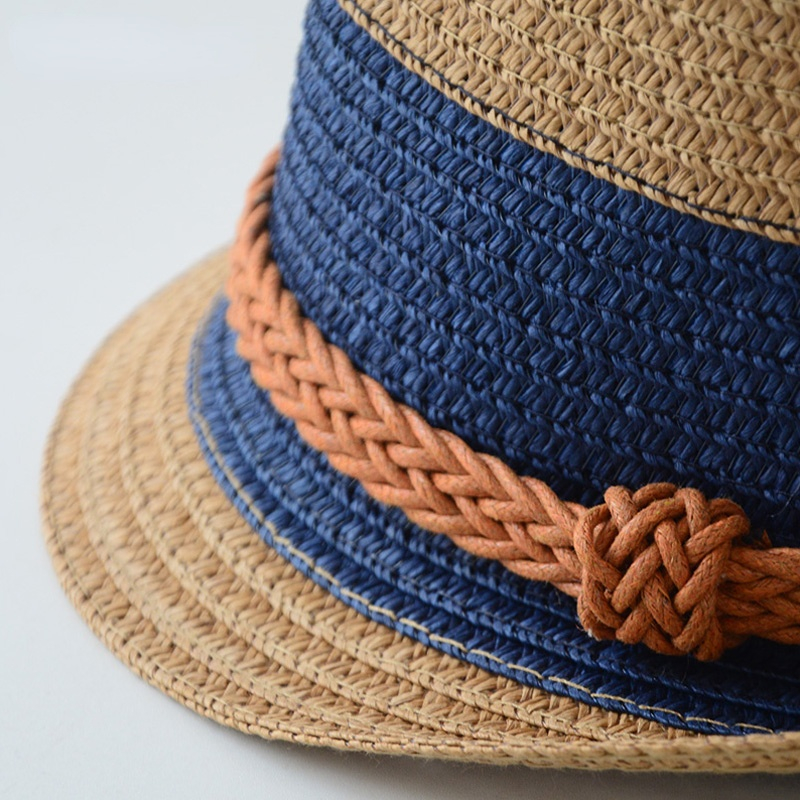 Panamanian Straw Jazz Hat for Men, English Style Beach Sun Hat, Woven Cool Summer Fedora Lightweight Travel Headwear