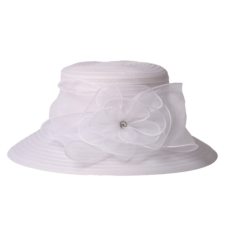Elegant Black White Flower Fascinators Cap, FS Summer Wide Brim Church Hats for Women, Beach Sunshade Bucket Hat Sombrer