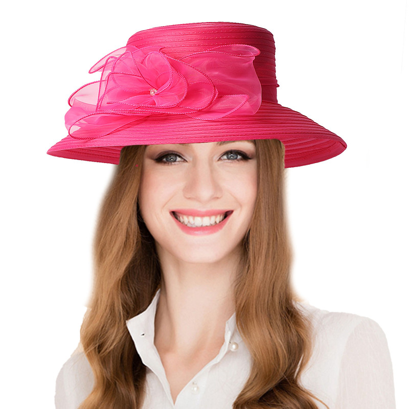 Elegant Black White Flower Fascinators Cap, FS Summer Wide Brim Church Hats for Women, Beach Sunshade Bucket Hat Sombrer