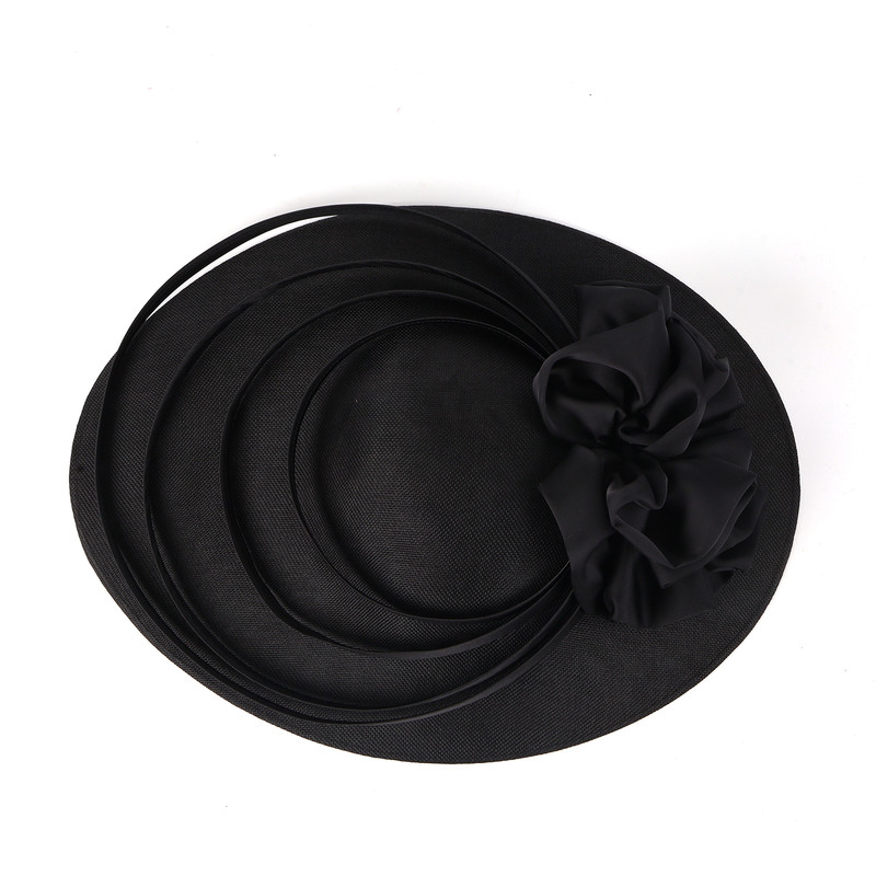 Kentucky Derby Hat Wedding Luxury, Black Large Flower Fascinator Sinamay Church Hat, Headband Hat Cocktail Tea Party