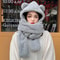 Women Winter Warm Bear Ear Hat, Casual Plush Beanies Cap Set, Fashion Cotton Velvet Hat Scarf for Cold Weather
