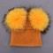 Women Winter Knitted Wool Hat, Double Real Raccoon Fur Pompom Beanie, Skullies Cap for Girls, Female Two Fur Pom Pom Hat