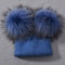Women Winter Knitted Wool Hat, Double Real Raccoon Fur Pompom Beanie, Skullies Cap for Girls, Female Two Fur Pom Pom Hat