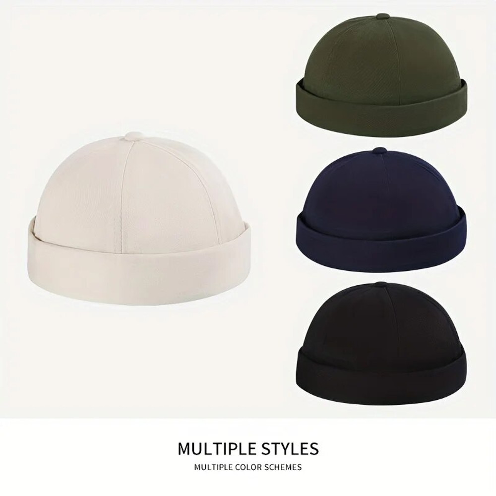 Vintage Dome Hat Fashion Brimless Cap Adjustable Cotton Beanies For Men Women Hip Hop Melon Skin Ca 0