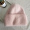 Rabbit Fur Winter Knitted Beanies Fashion Warm Cashmere Wool Skullies Angola Women Cap Female Three 4